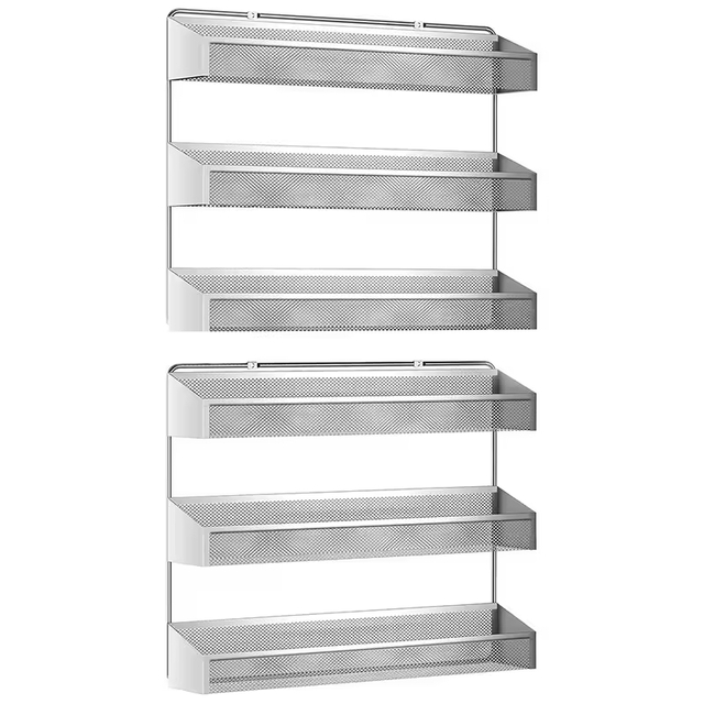 2 Pack 3-Tier Counter-Top Spice Rack Organizer Wall Mounted Storage Rack Hanging Shelf Spice Racks