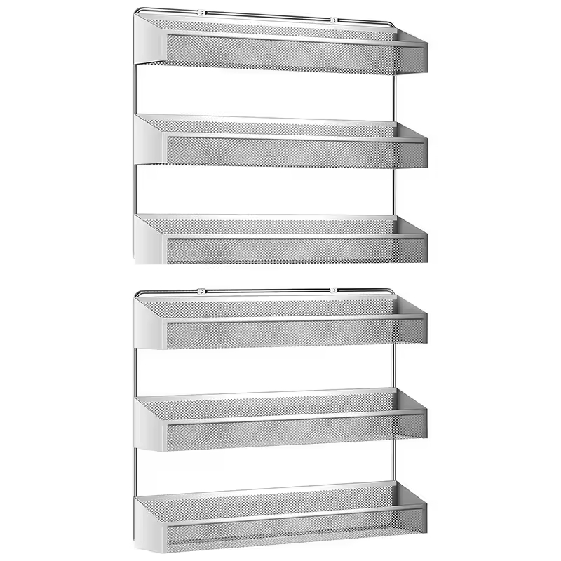 2 Pack 3-Tier Counter-Top Spice Rack Organizer Wall Mounted Storage Rack Hanging Shelf Spice Racks