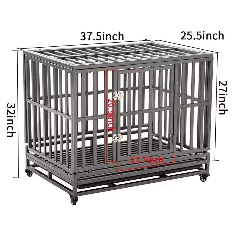 38 Inch (about 96.5 Cm) Heavy Duty Dog Cage Metal Kennels and Boxes Suitable for Large Dogs Easy to Assemble Pet Pens