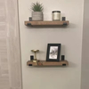 Wood Floating Shelves of 2-Modern Rectangle Design for Wall Mounting-Wide Wooden Shelves for Bedroom Kitchen Bathroom