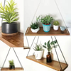 Customized High Quality Rectangle Rope Wood Modern Wall Mounted Simple Storage Rack Dark Brown