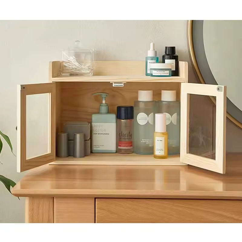 Solid Wood Durable Space-Saving Modern Desktop Storage Box Customizable Color Rectangle Shape for Home Skin Care Jewelry Makeup