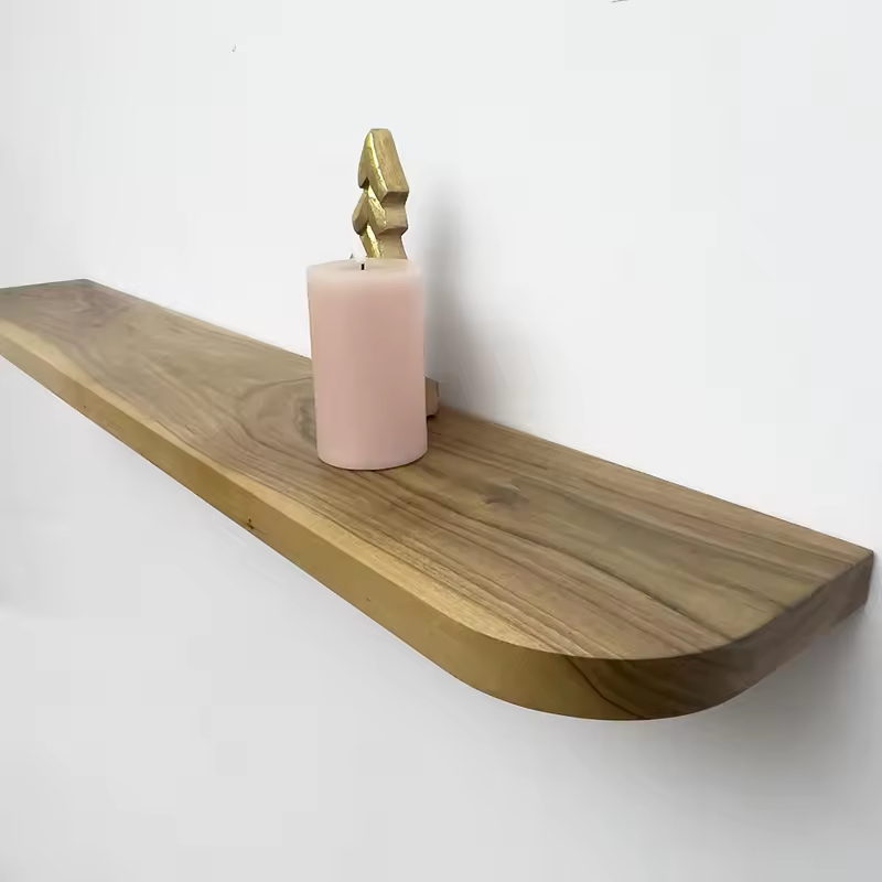 Custom Modern Rectangle Live Edge Hardwood Shelves Bathroom Kitchen Rack with Bracket Long Book Floating Shelf