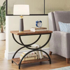 Factory Custom 23.62in Rustic Brown & Black Rectangle Wood End Side Accent Table with Stylish 2-Tier Metal Frame for Dining