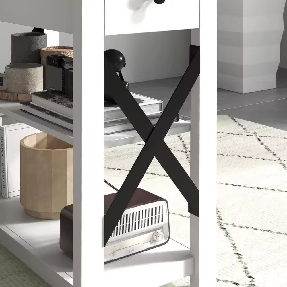 Factory ODM/OEM Side Table with 2 USB Ports and 1 Outlet Charging Station End Table for Dining and Living Room Storage Shelves