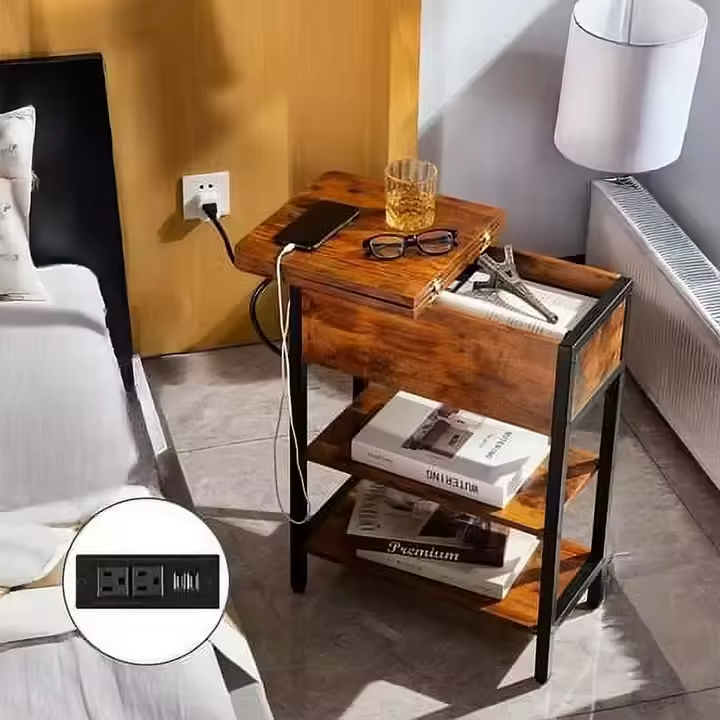 Modern Design RFID Locking Solid Wood Stackable End Table System Luxury Hotel Bedroom Stylish Home Furniture