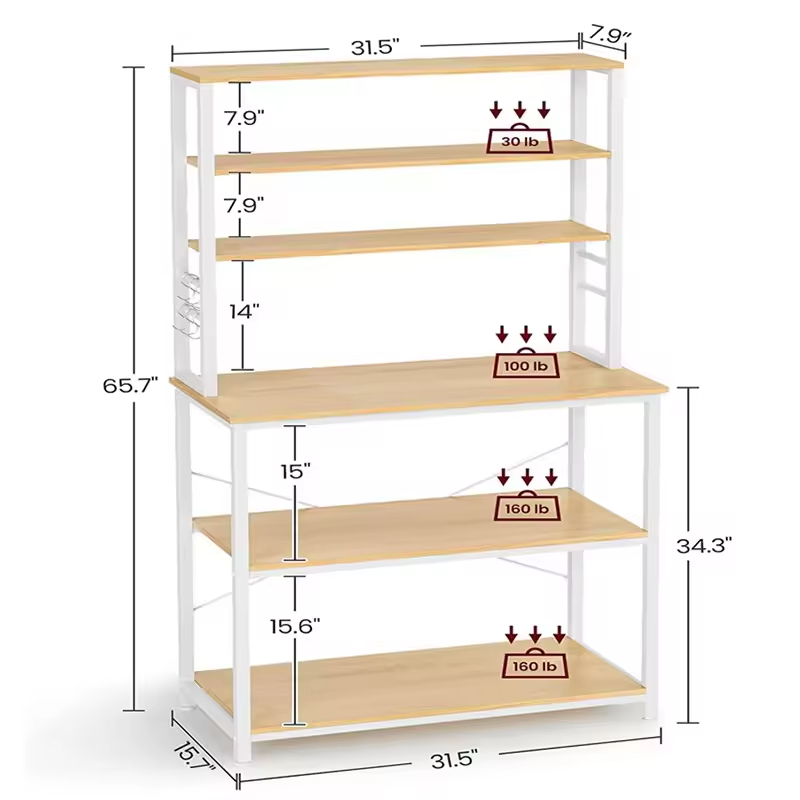 Factory Wholesale ODM&OEM 39.4'' Iron Standard Baker's Rack with Microwave Compatibility Freestanding Utility Storage Shelf