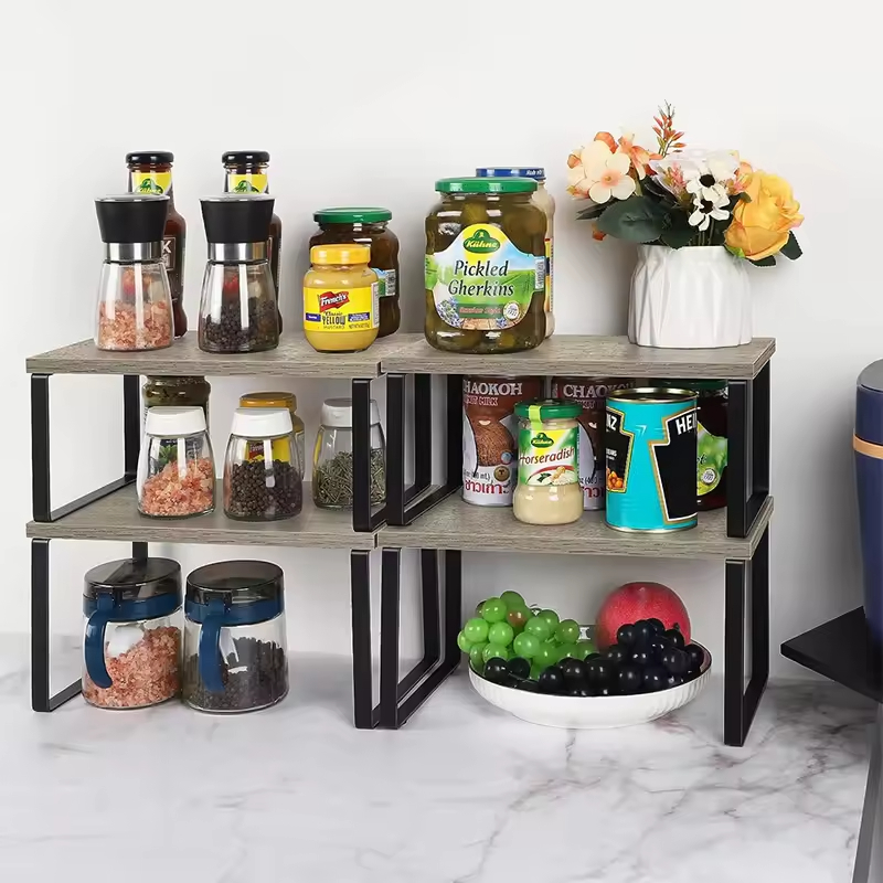 Vintage Style Pantry Organizer Kitchen Cabinet Organizer Shelf Kitchen Counter Bamboo Kitchen Cabinet Organizer Shelf