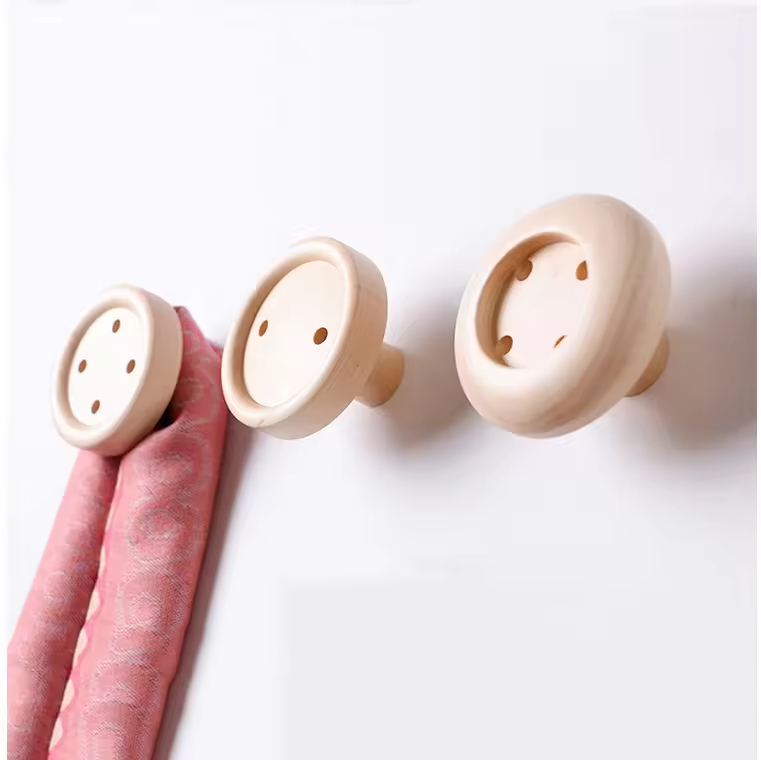 Wooden Ball Creative Magnetic Hook for Living Room Wall Strong Nail-free Hook for Wall Decoration Modern Rectangle