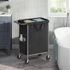 Custom 140L 2 Section Rolling Laundry Basket Steel Frame Handle Removable Liner Wheeled Blanket Storage Bathroom 600D Oxford
