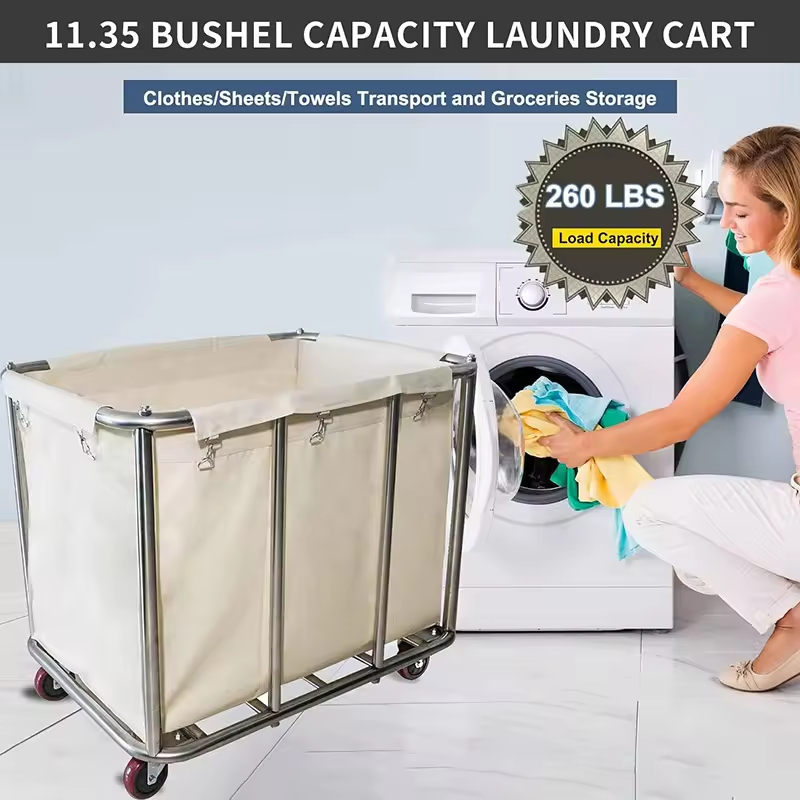 Factory Custom 11.35 Bushel 260 LBS Large Industrial Wheeled Stainless Steel Oxford Waterproof Clothing Laundry Bathroom LivingFactory Custom 11.35 Bushel 260 LBS Large Industrial Wheeled Stainless St