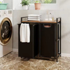 Factory Custom Rustic Double-Tier Waterproof Laundry Basket Removable Compartments Steel Wood Construction Storage Baskets