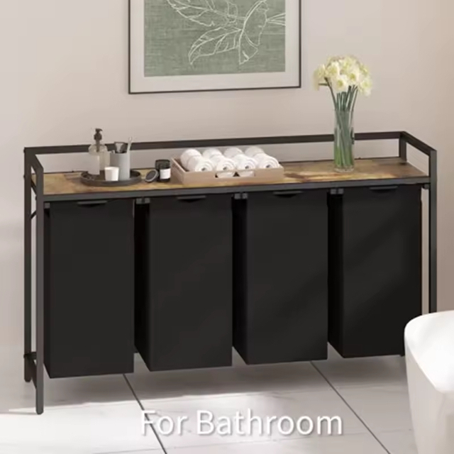 Factory Custom Pull Waterproof Strong Load-Bearing Bathroom Laundry Clothes Basket Organizer Large Top Shelf 4 Removable Bags 4