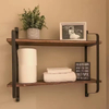 Factory Customize 2 Piece Three-Layer Floating Shelf Live Edge Antique Wood Metal Combined Storage Shelves Wall Bookshelves