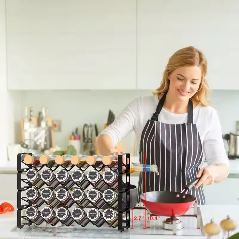 Factory Custom Kitchen Storage Rack Freestanding Spice Jar & Rack Set 4-Layers Kitchen Stainless Steel Storage Seasoning Rack