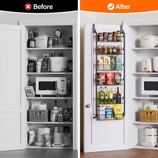 Factory OEM Metal Wall Mounted 6-tier Non-folding Multifunction Door Pantry Cabinet Spice Rack Storage Organizer