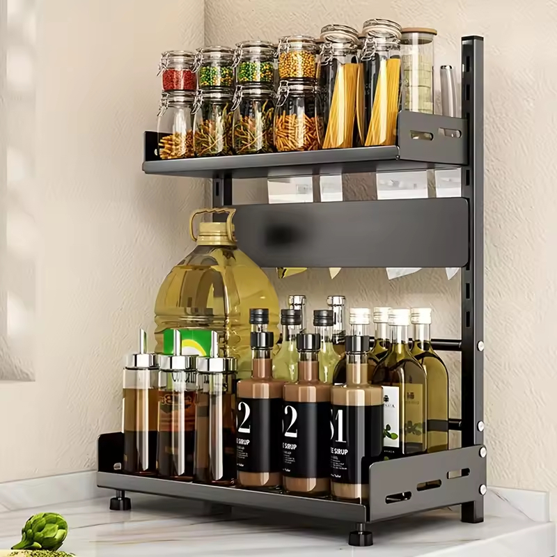 OEM Manufacturer's Adjustable 2-3-Tier Metal Spice Rack Organizer Multifunctional Kitchen Utensil Storage Kitchen Islands Carts