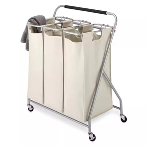 ODM OEM Household Triple Sorter With Wheels Laundry Storage Box, Laundry Hamper Cart, Rolling Laundry Hamper