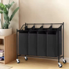 4-Section Laundry Hamper Rolling Wheels Commercial Laundry Basket Heavy Duty Sorting Cart for Hotel/Apartment/Laundry Room