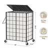 95L Laundry Basket with Lid & Wheels Iron Wire Hamper Removable Fabric Bag for Hotel Hospital Dorm Laundry Room Black/Beige