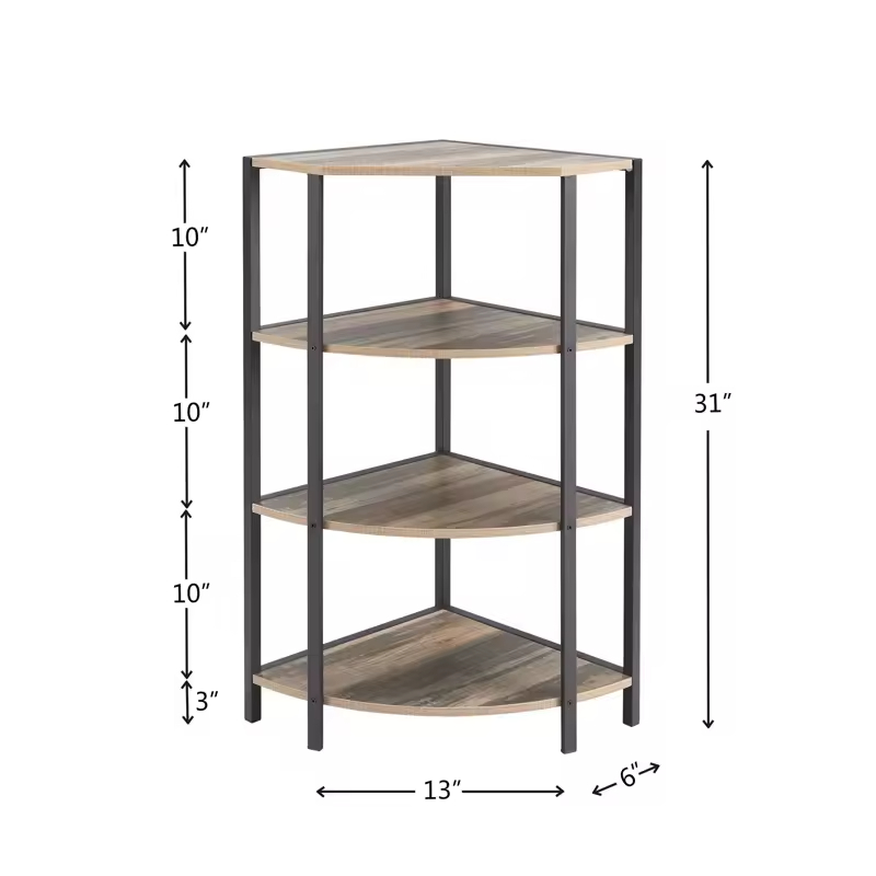Factory Custom 4-Tier Corner Open Shelf,Bookcase Freestanding Shelving Unit Plant Stand Small Bookshelf