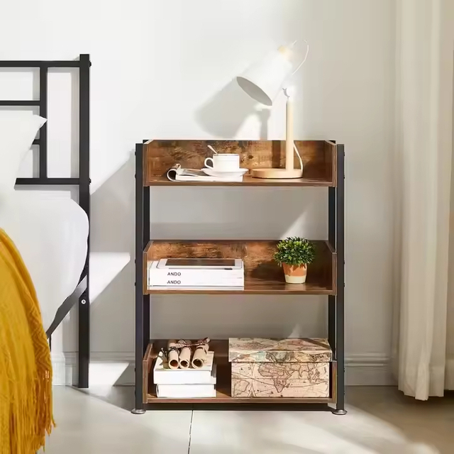 Customizable Three-Tier Iron Etagere Bookcase Freestanding Standing Type Storage Rack for Living Room for Books Toys Phones