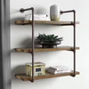 Scandinavian 3-Tier Pipe Bookshelf White Metal Frame with Wooden Ladder Custom Colors for Home or Retail Use