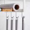 Custom Metal Wall-Mounted Double-Tiered Spoon Fork Spatula Rack Shelf Organizer with Multifunctional Facial Tissue Holders