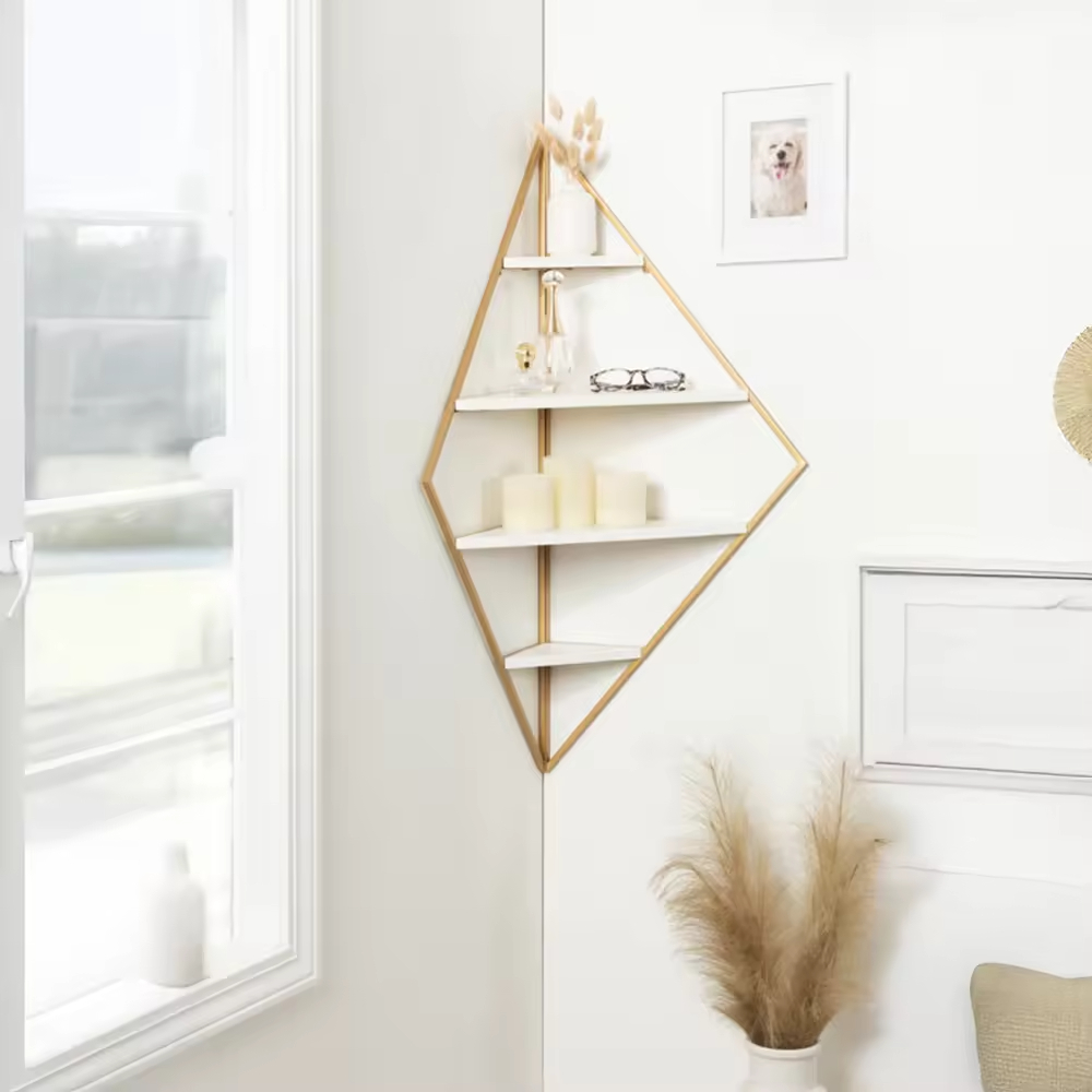 OEM&ODM 4 Shelves Diamond Corner Shelf Corner rack Mul-tifunctional Rack Magic Sticker Shower Rack Shelf