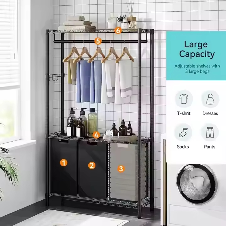  Large 3-Tier Collapsible Laundry Basket Multifunctional Organizer for Kitchen Durable Material for Food Tableware Beverage