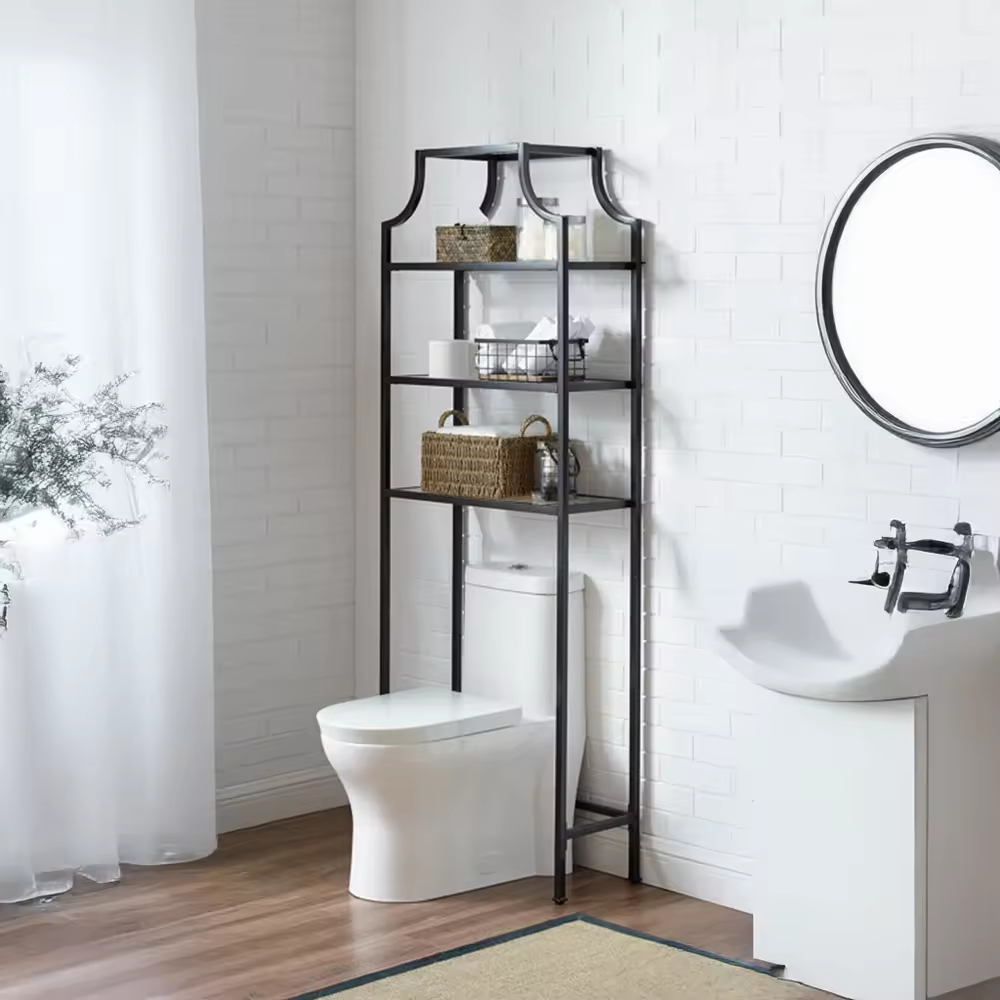 OEM&ODM Single Tier Floating Wall Shelf Towel Bar Ladder Bracket Metal Accent Shelf for Kitchen Living Room for Spices Storage