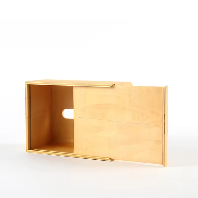 Modern Design Durable Space-Saving Customizable Color Wooden Tissue Box Rectangular Sliding Lid Home Office Restaurant Napkin