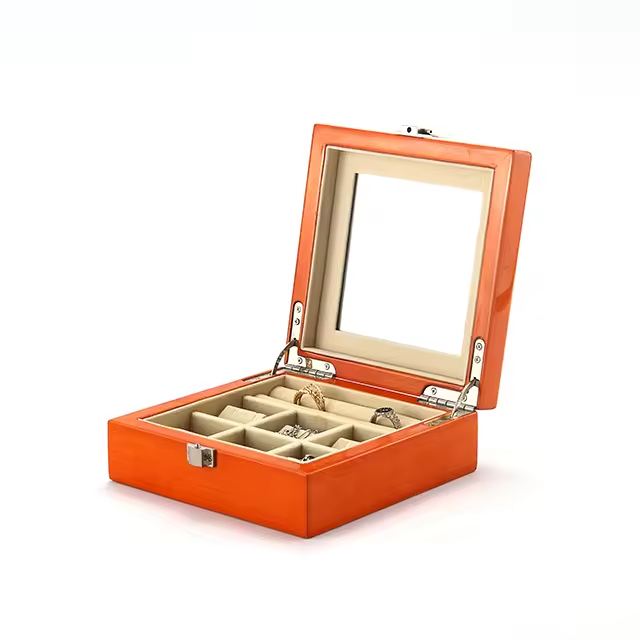 New Wooden Modern High-end Exquisite Portable Jewelry Box with Mirror for Home Decoration Rings Earrings Necklace Storage
