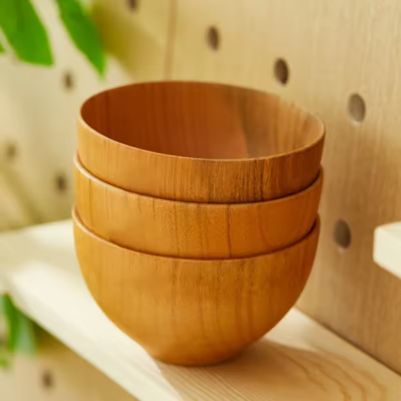 Wholesale Acacia Wooden Modern Rectangle Shape Customizable Color Kitchen Dinnerware Set Food Soup Bowls Household Fruit Basin
