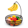 Custom Metal Fruit Basket Bowl with Banana Tree Hanger Kitchen Storage for Vegetables Snacks Bread-Adjustable Eco-Friendly Rack