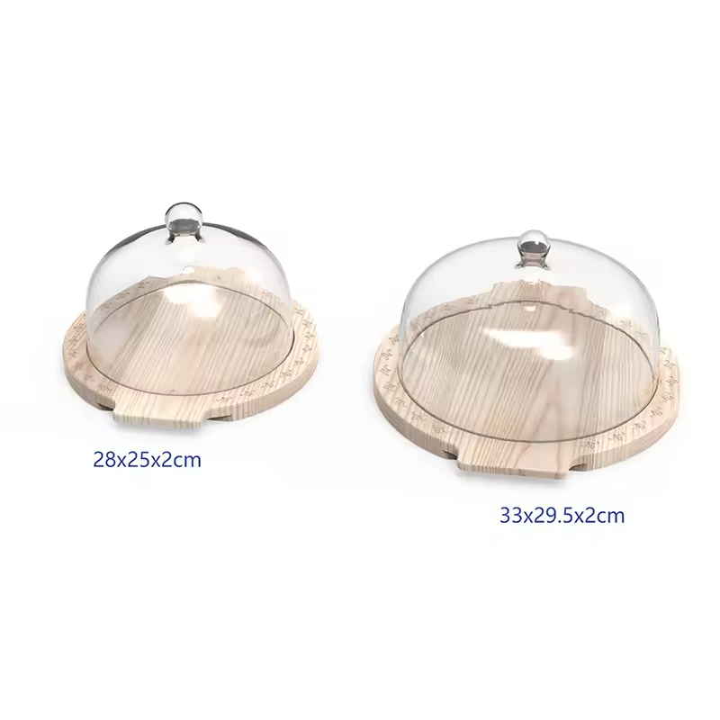 Modern Durable Rectangle Cheese Board Set Glass Dome Natural Bamboo Serving Stands Customizable Color Huina Brand Factory-Made