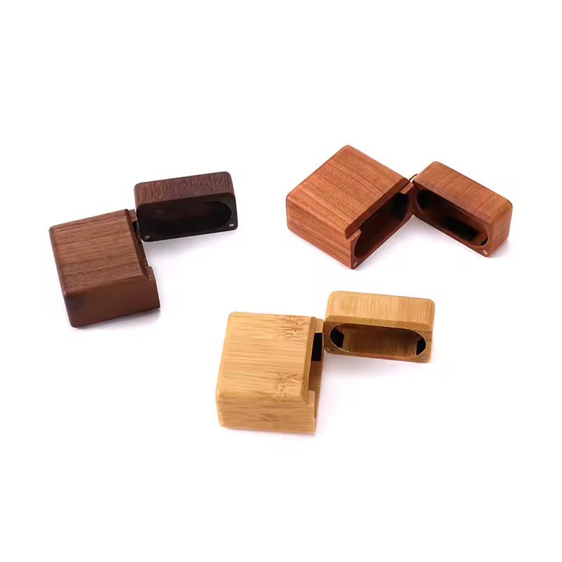 Premium Creative Lighter Shaped Walnut Wood Mini Ring Box-Modern Style Durable & Space Saving