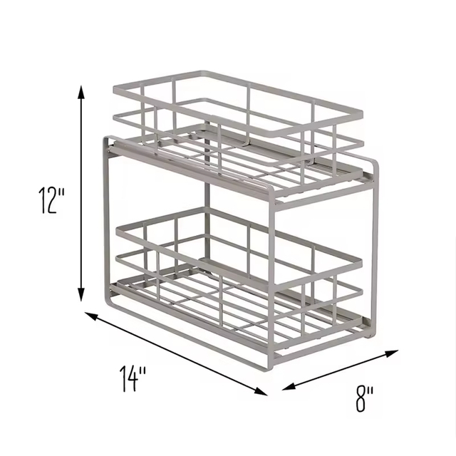 OEM&ODM Metal Double Tier Sink Organizers Storage Pull-Out Cabinet Organizer 8