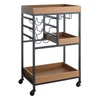 Customize Wooden Tray Top Bar Cart Multifunctional Metal and Wood Lockers with Hooks Three Layers of Bedroom Storage Racks