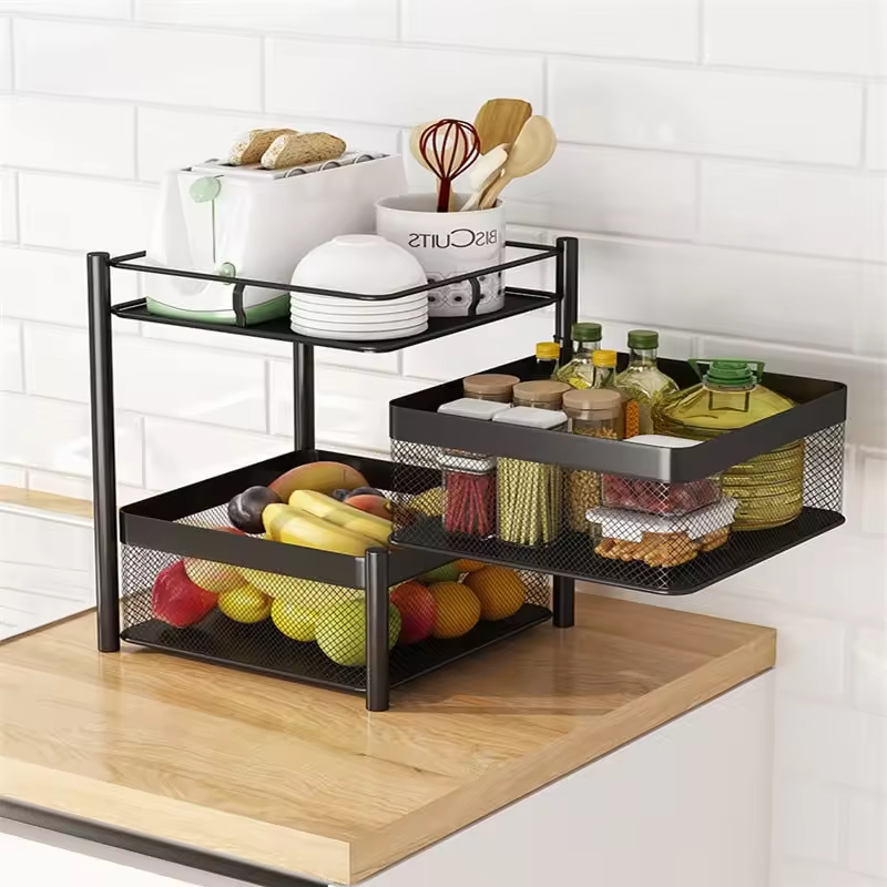 Custom 5-Tier Fruit and Vegetable Basket Space-Saving Kitchen Counter 5 Layers Sturdy Metal Fruit Bowls