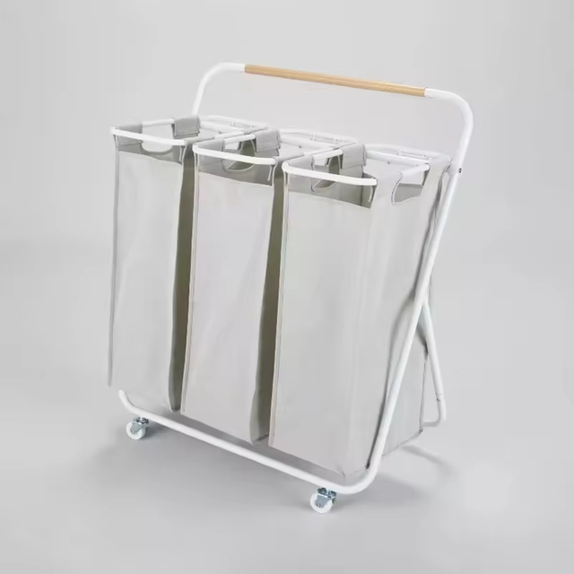 Factory OEM&ODM Fabric Canvas Collapsible Laundry Basket Storage Solid Color Folding With Wheels Laundry Storage Basket