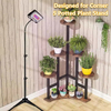Factory Custom Modern Wood+Metal Powder Coated Plant Stand Tree Shape Tripod Design 3-tier Stylish Indoor/Outdoor Display