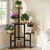 Factory Custom Modern Wood+Metal Powder Coated Plant Stand Tree Shape Tripod Design 3-tier Stylish Indoor/Outdoor Display