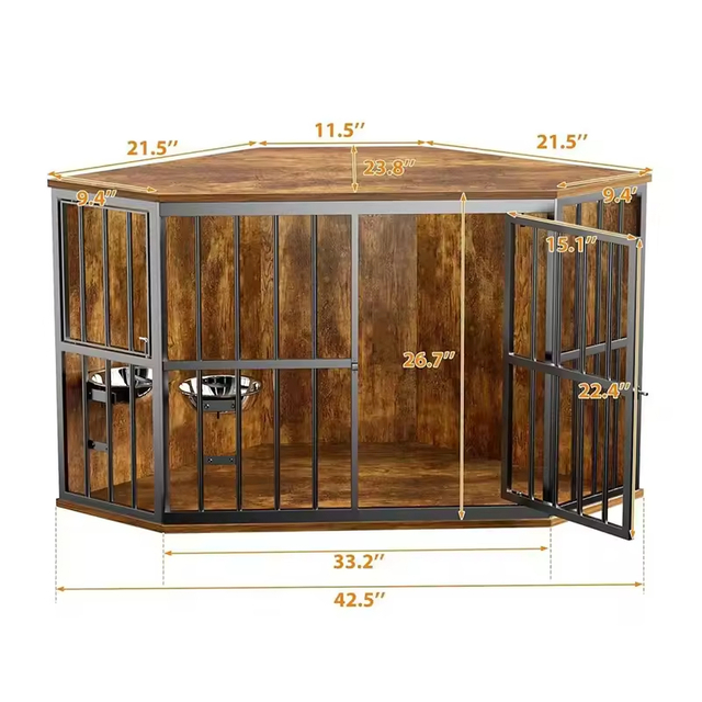 Factory Custom Corner Dog Crate Corner Side Table High Quality Furniture Dog Crate Pet Crates Corner Side Table for Dogs