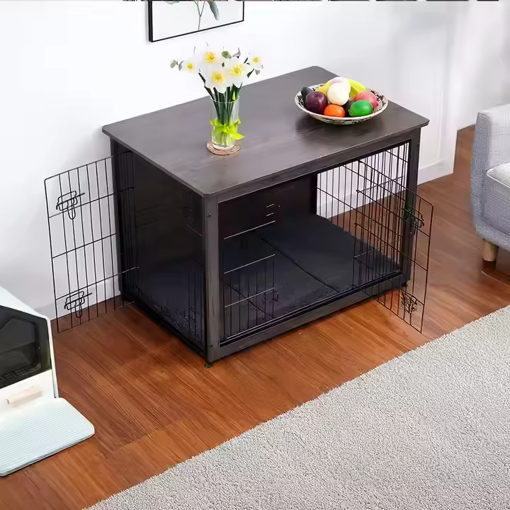 Solid Pine Wood Customizable Vintage Dog Crate Kennel-to-End Table in 5 Mins for Bulldogs/Dobermans for Bulk Orders