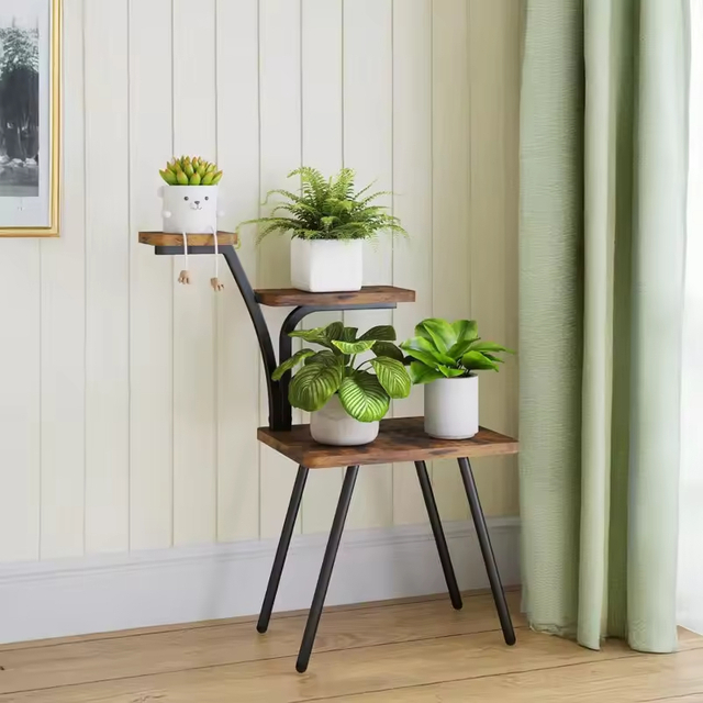 Customized 3-Tier Black Folding Waterproof Indoor Plant Stand Modern Style Display Rack for Living Room Decor Plant Shelf