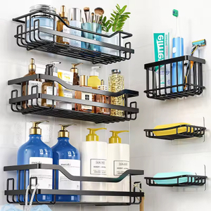 Rustproof Metal Iron No Drill Shower Organiser Suction Cup Bathroom and Kitchen Storage Accessory for Spice Organization