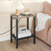 Modern USB Charging Station End Table with Storage Shelf Nightstand for Bedroom or Living Room Metal Home Furniture