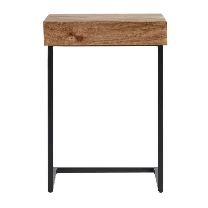 Custom Antique Bedroom Nightstand Contemporary Design Metal and Wood Coffee Table with Drawer for Living Room and Bedroom Use