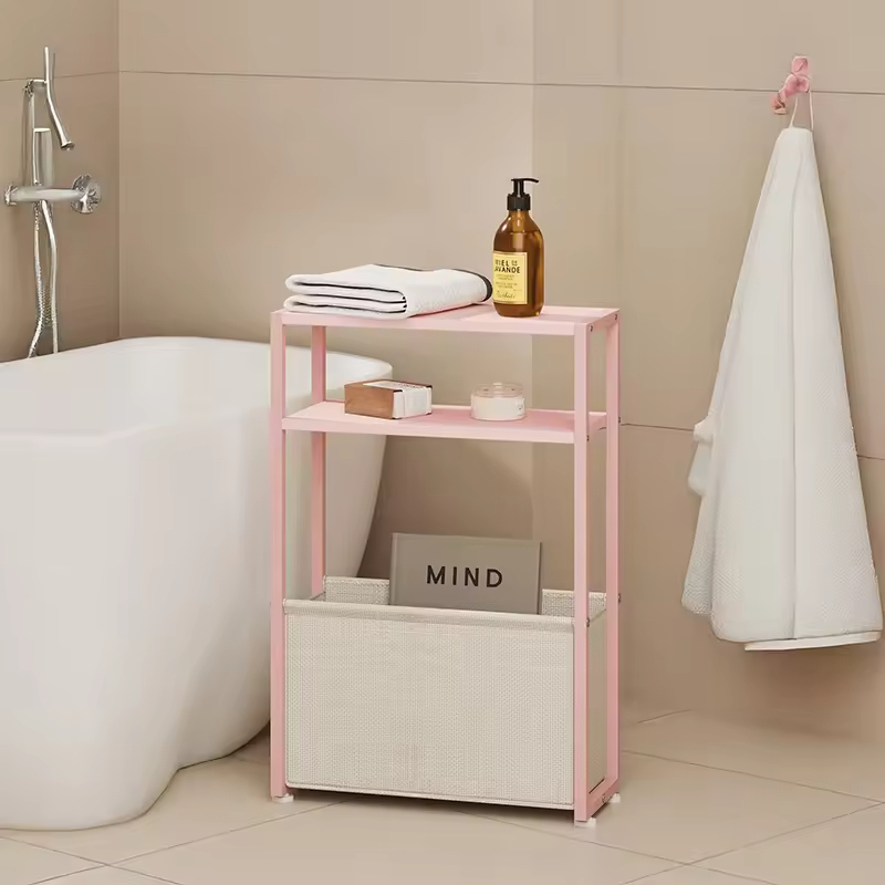 OEM&ODM Narrow End Table with Storage Basket for Compact Living Rooms Space-Saving Narrow Side Table with Fabric Basket